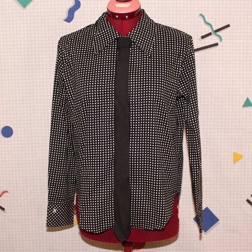 Hurley black polka dots shirt with tie